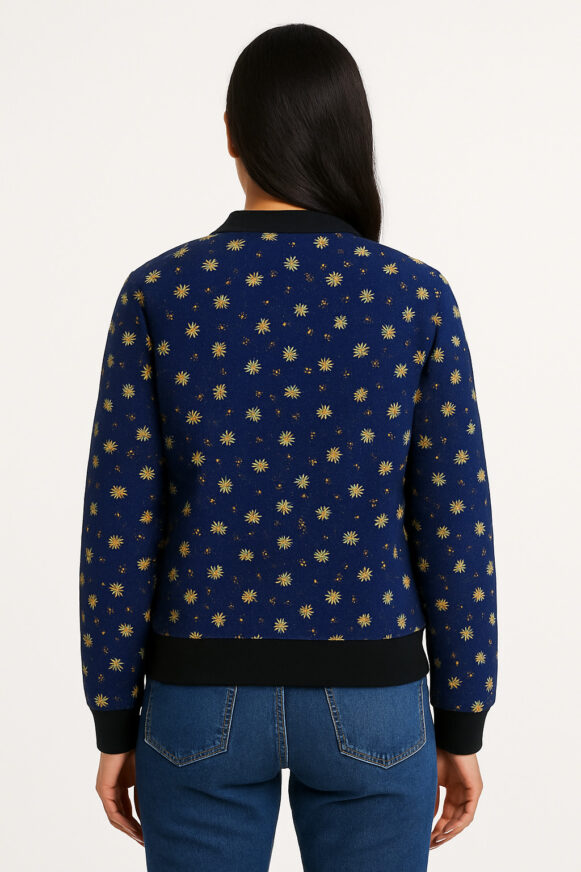 Navy Floral Bomber Jacket - Image 4