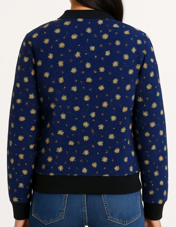 Navy Floral Bomber Jacket - Image 3