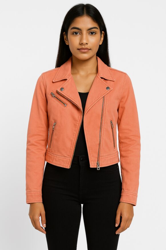 Coral Peach Moto Jacket