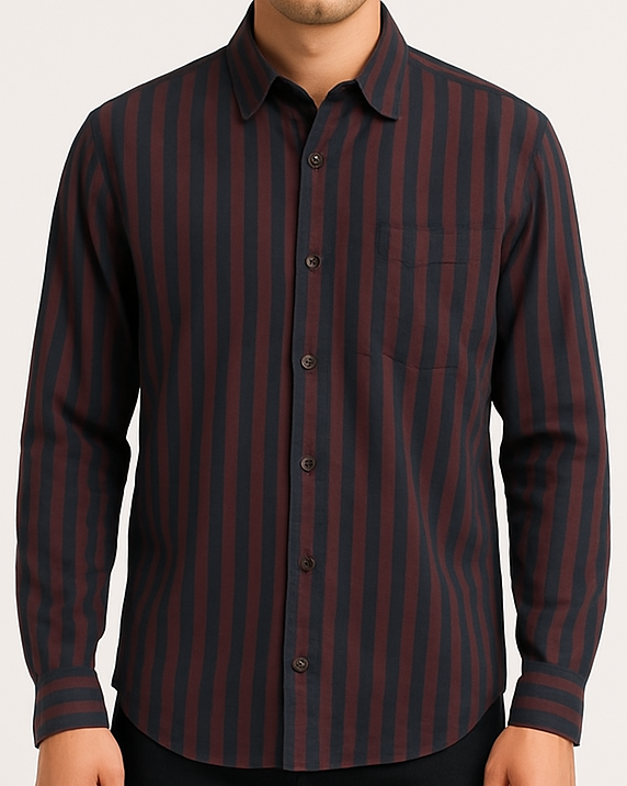 Striped Shirt – Navy & Maroon
