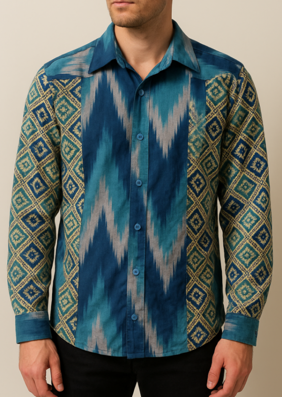 Blue Ikat Diamond Shirt