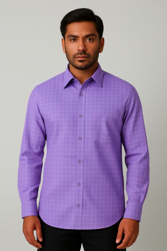 Lavender Grid Formal Shirt