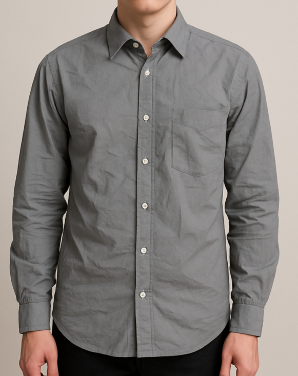 Solid Grey Full-Sleeve Formal Shirt