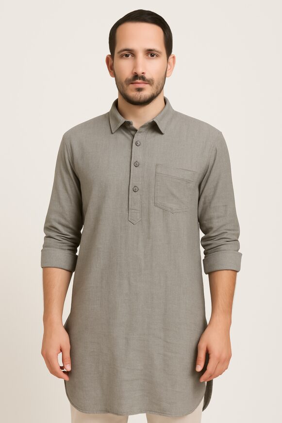 Grey Cotton Kurta