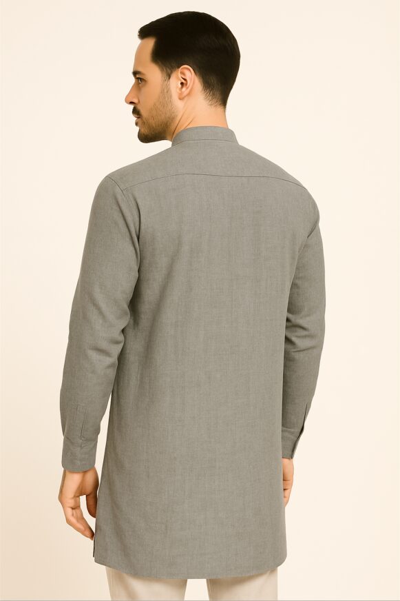 Grey Cotton Kurta - Image 4