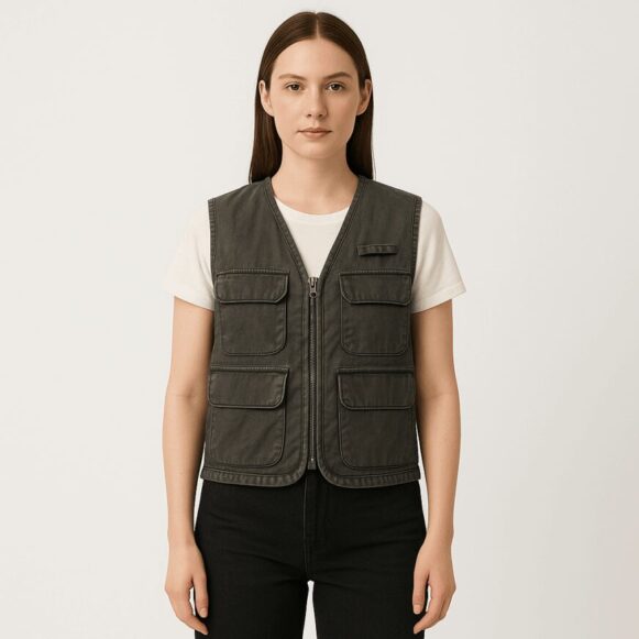 Black Utility Sleeveless Vest - Costumepeti