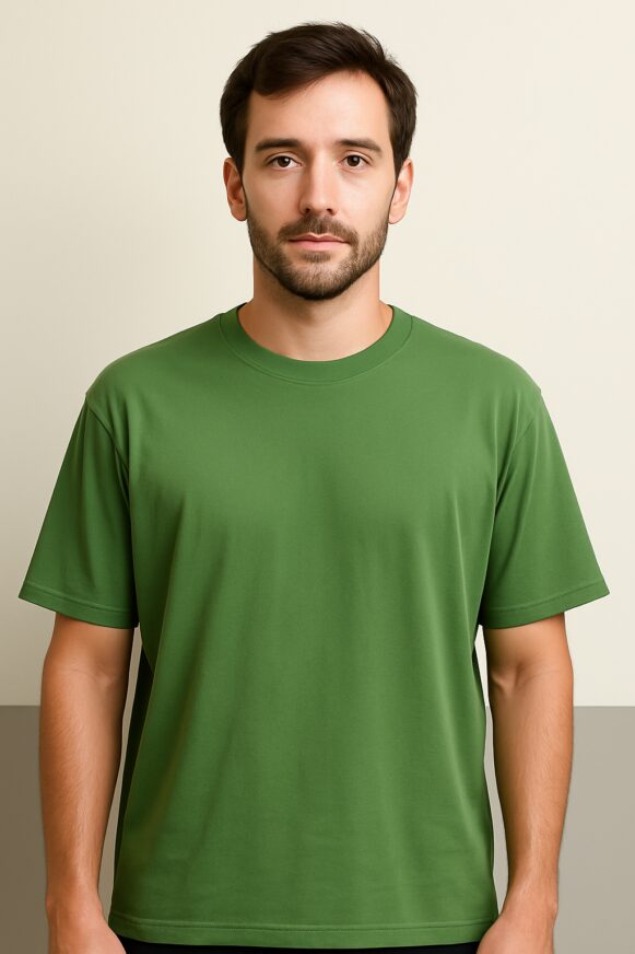 Men’s Green Solid Crew Neck T-Shirt