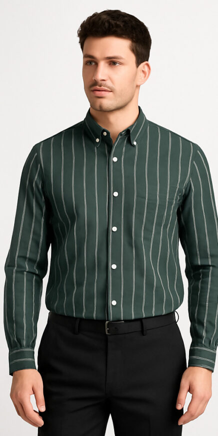 Hunter Green Striped Shirt