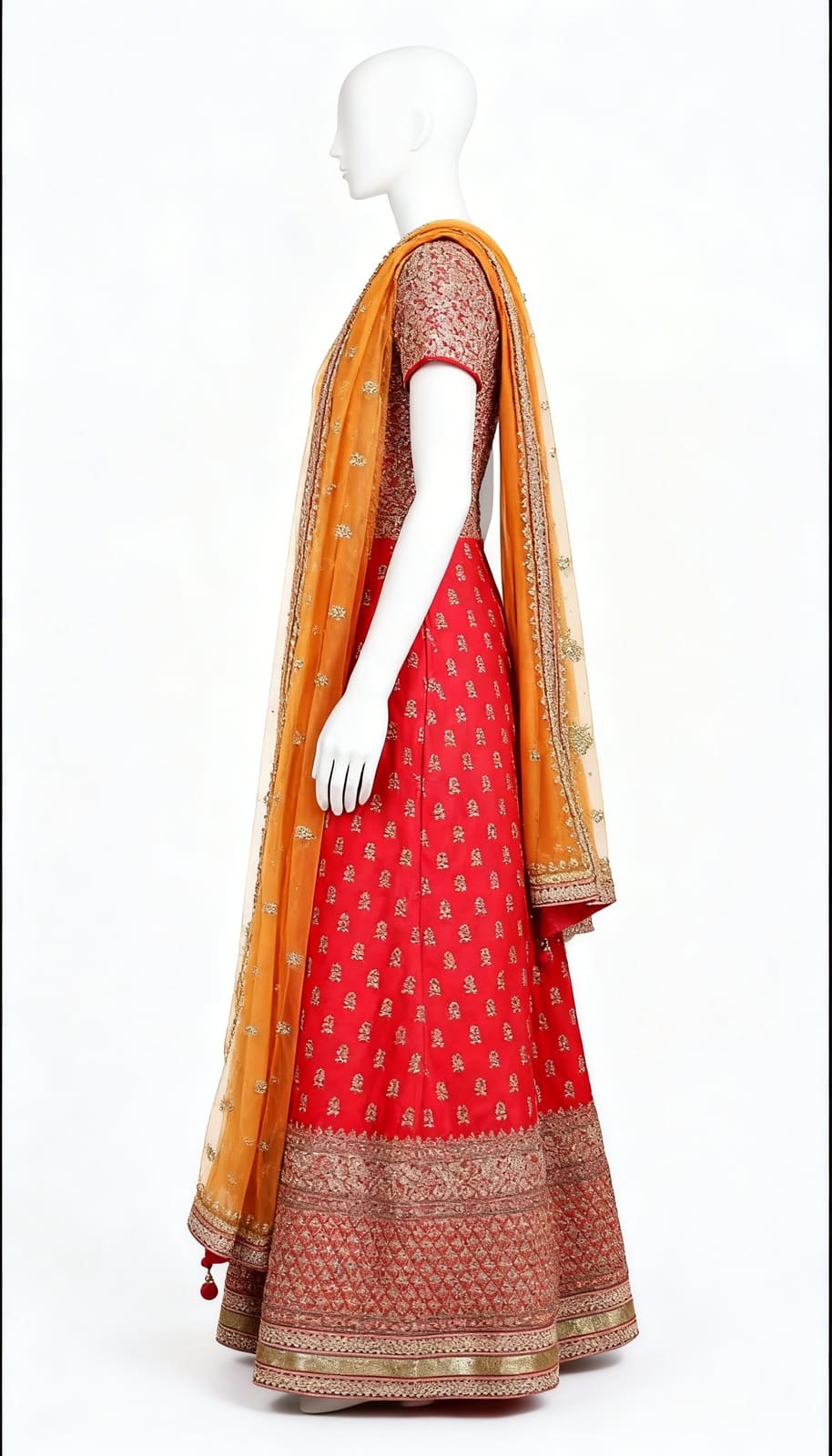 Bedazzled In Red Anarkali Kurta Set - Costumepeti