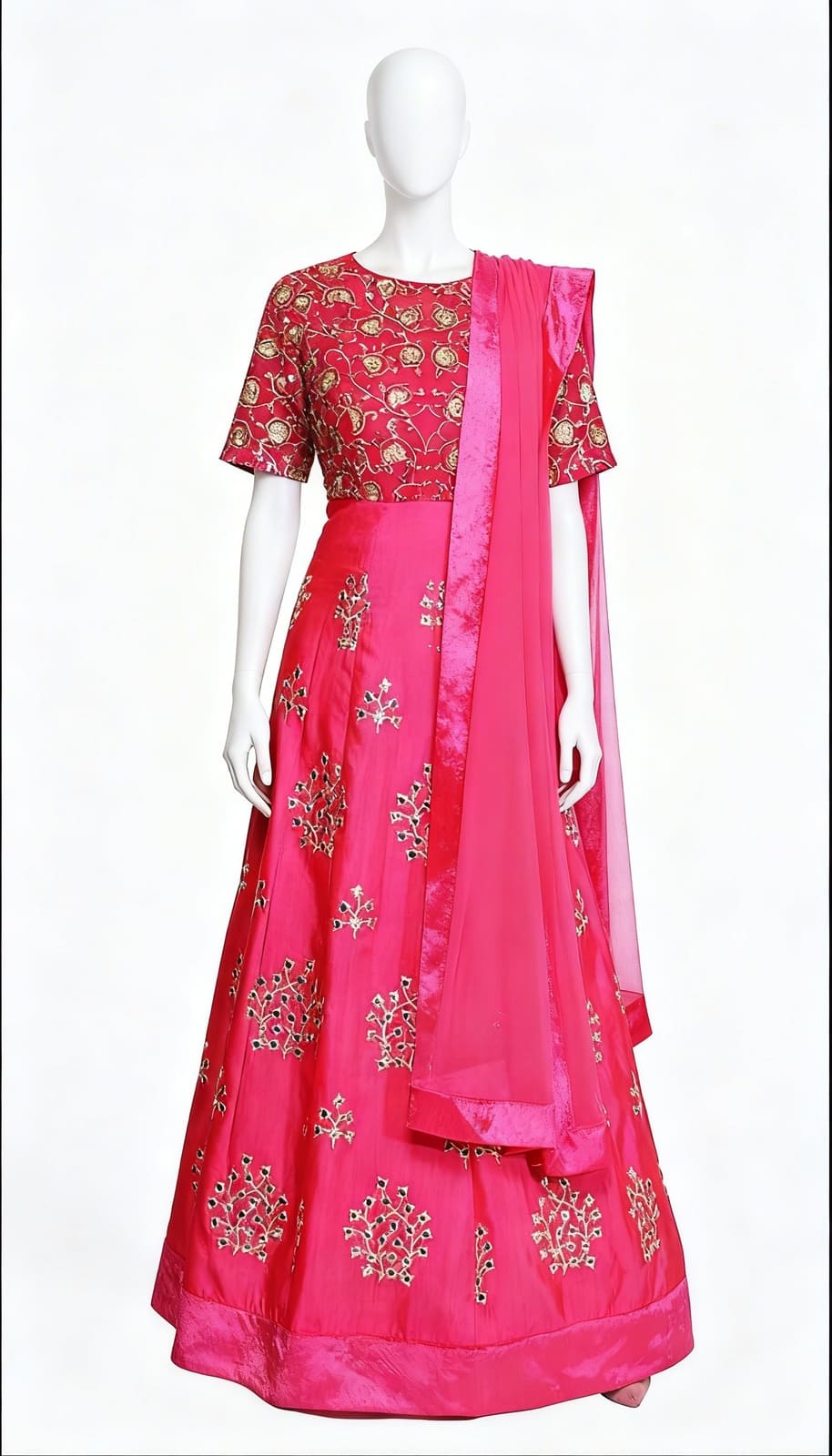 Magenta Pink Anarkali Kurta Set - Costumepeti