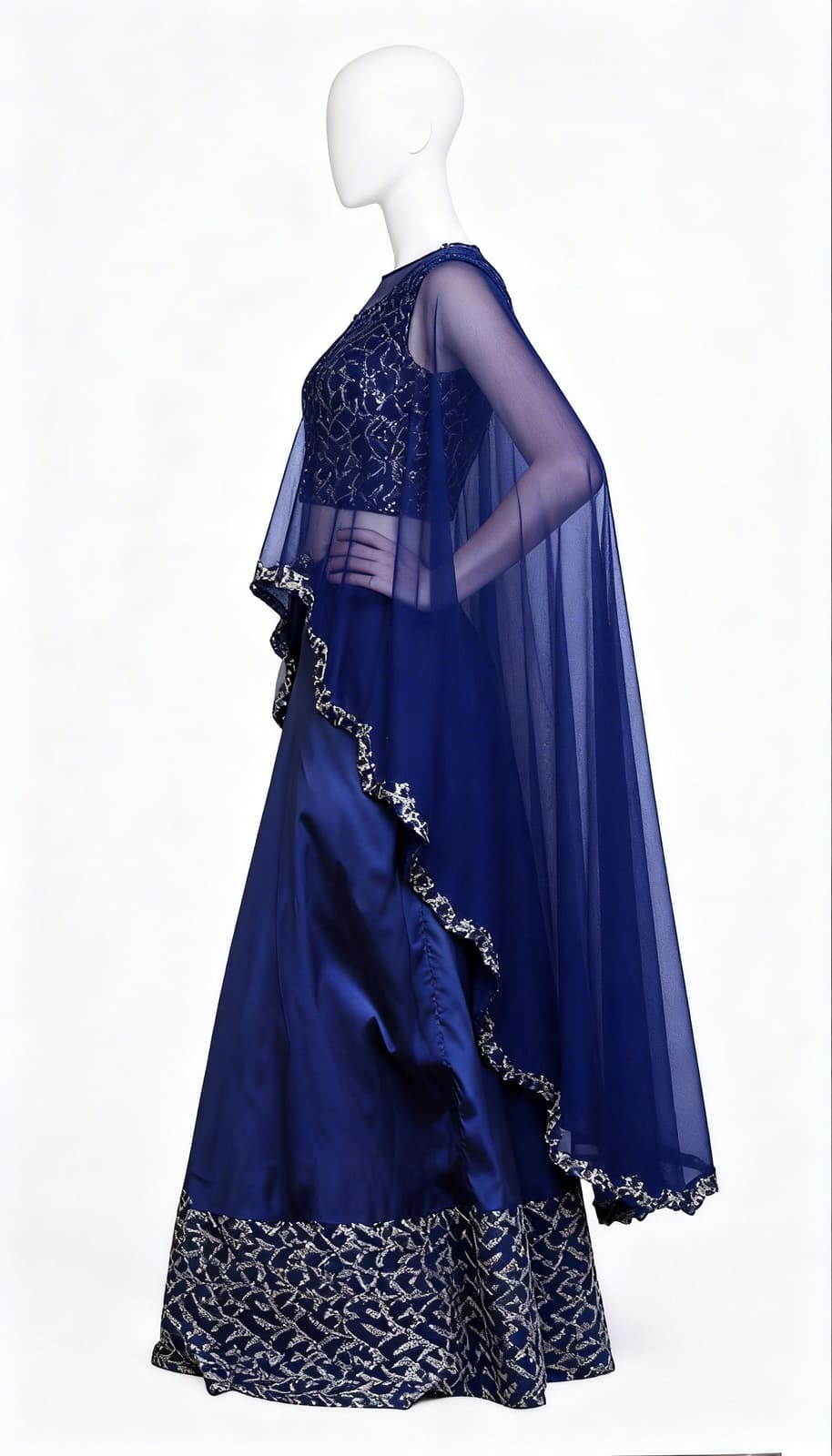 Blue Cape Lehenga Set - Image 3