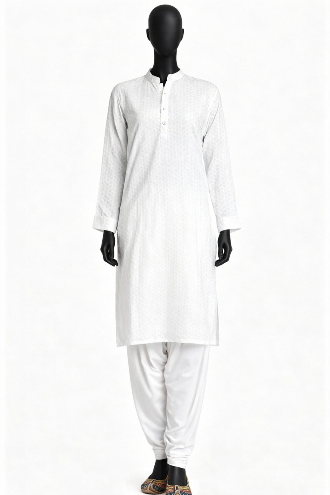White_Self_Jacquard_Kurta