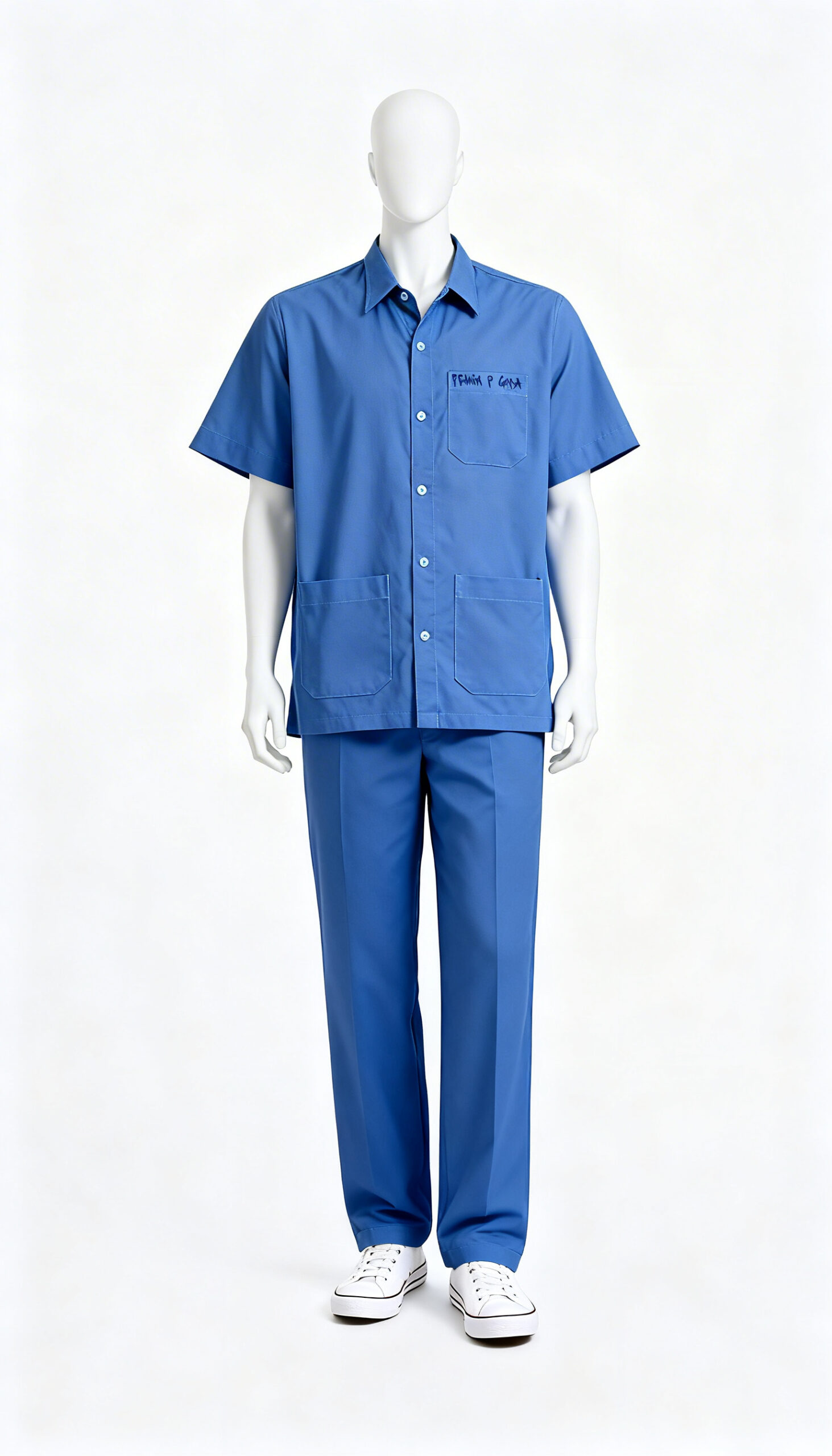 Deep Blue Utility Pocket Work Shirt