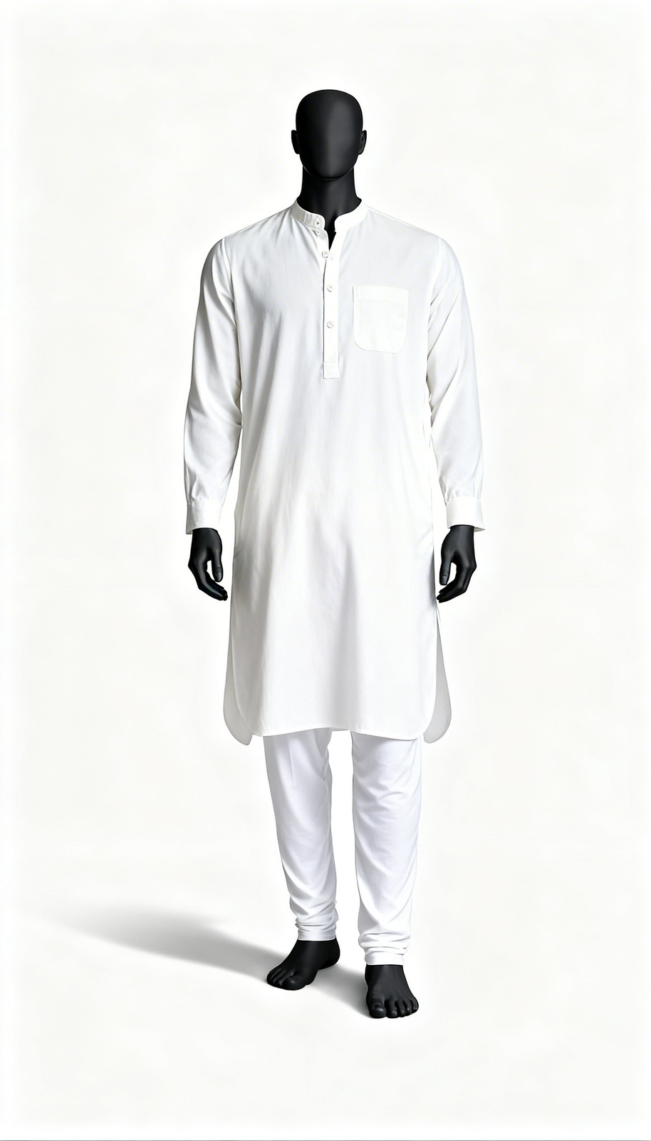 Men Solid White Kurta with Pocket