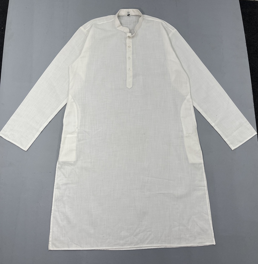 Men Solid Off White Kurta - Image 4