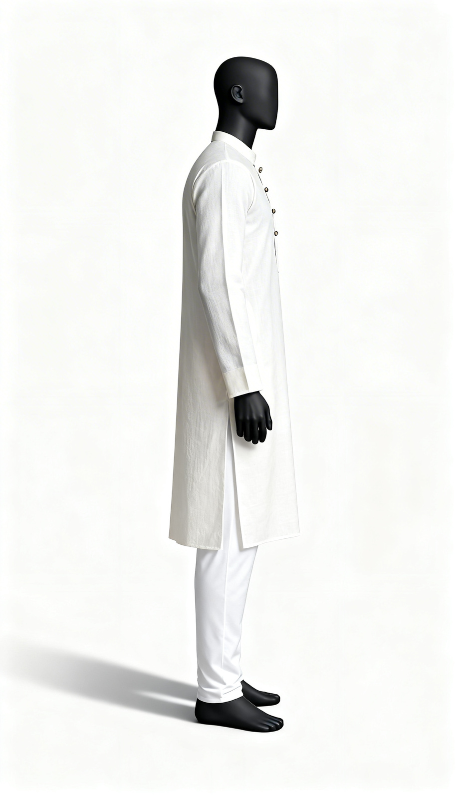 Men Solid Off White Kurta - Image 3