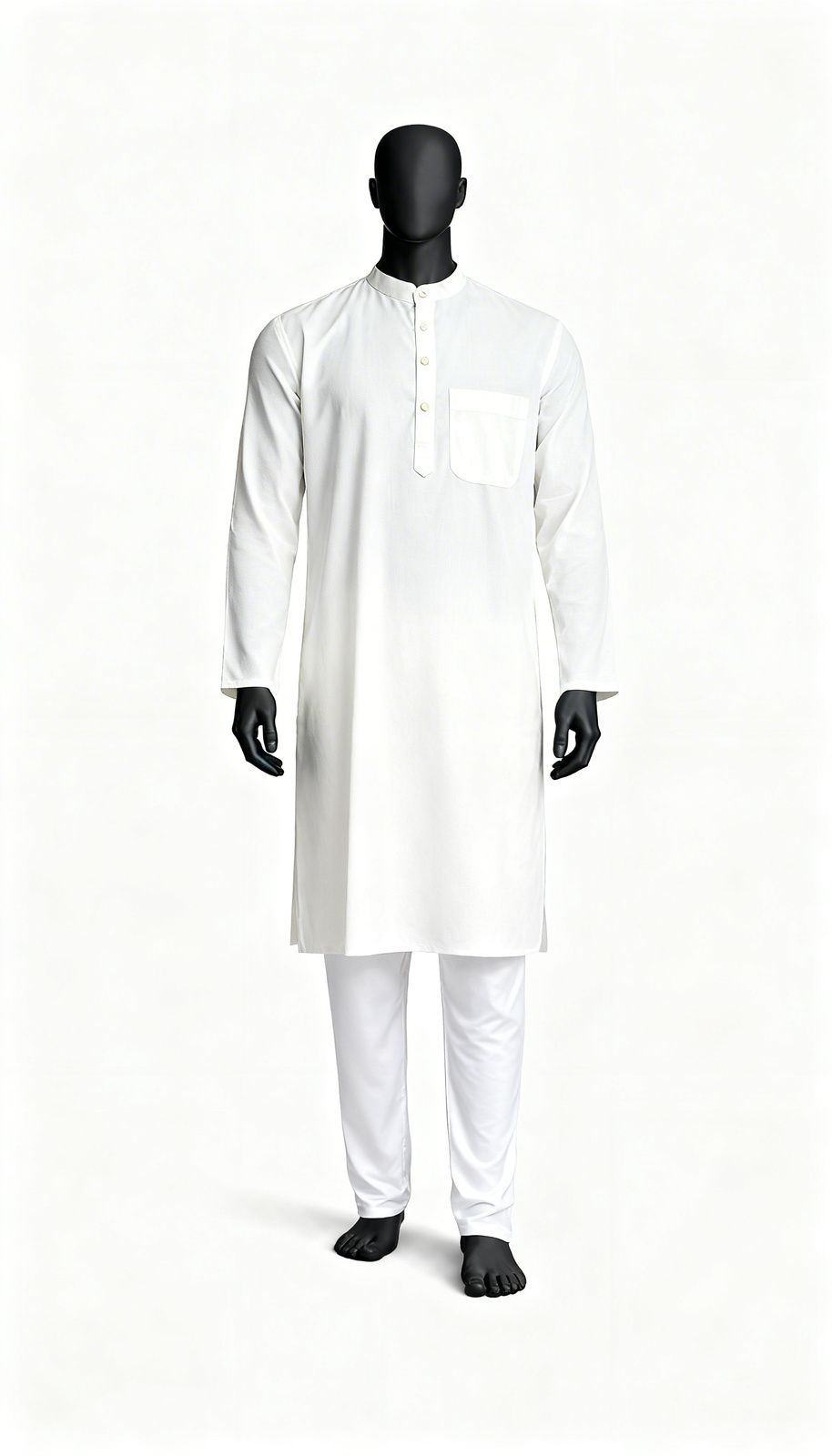 Men White Kurta with Pocket