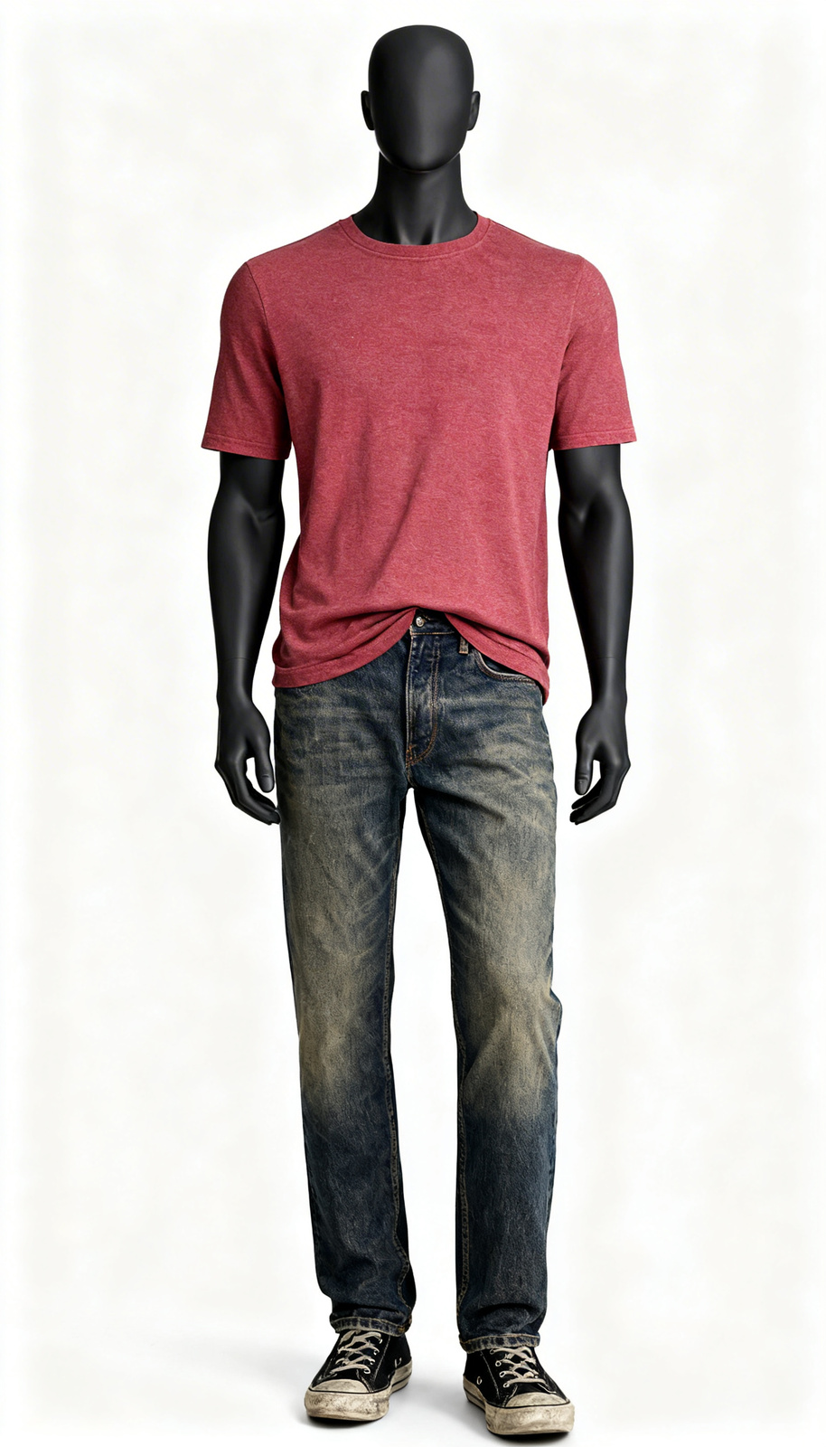 Men Red Solid Casual T-Shirt