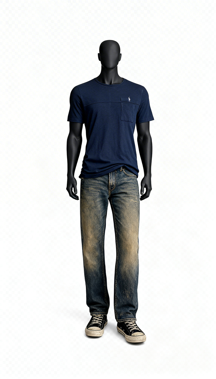 Men Navy Blue Pocket T-Shirt