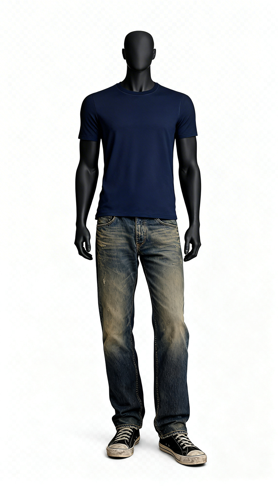 Men Navy Blue Solid T-Shirt