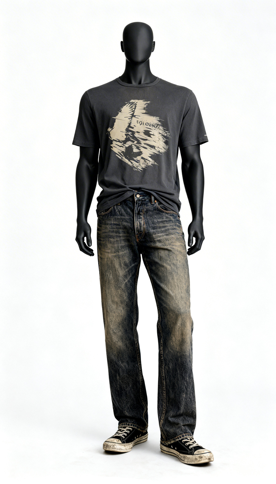 Men Charcoal Graphic Printed T-Shirt