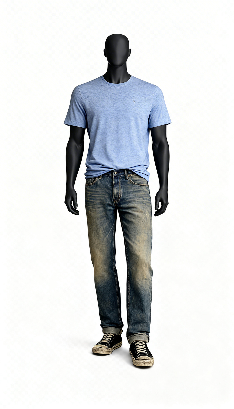 Men Light Blue Solid T-Shirt