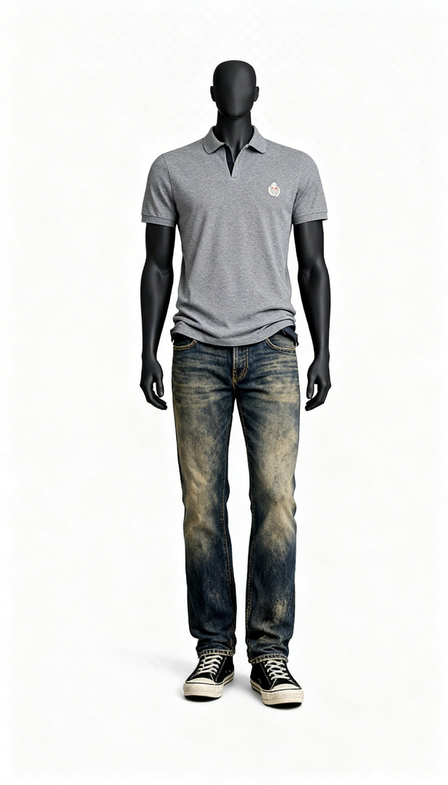 Men Grey Solid Polo T-Shirt