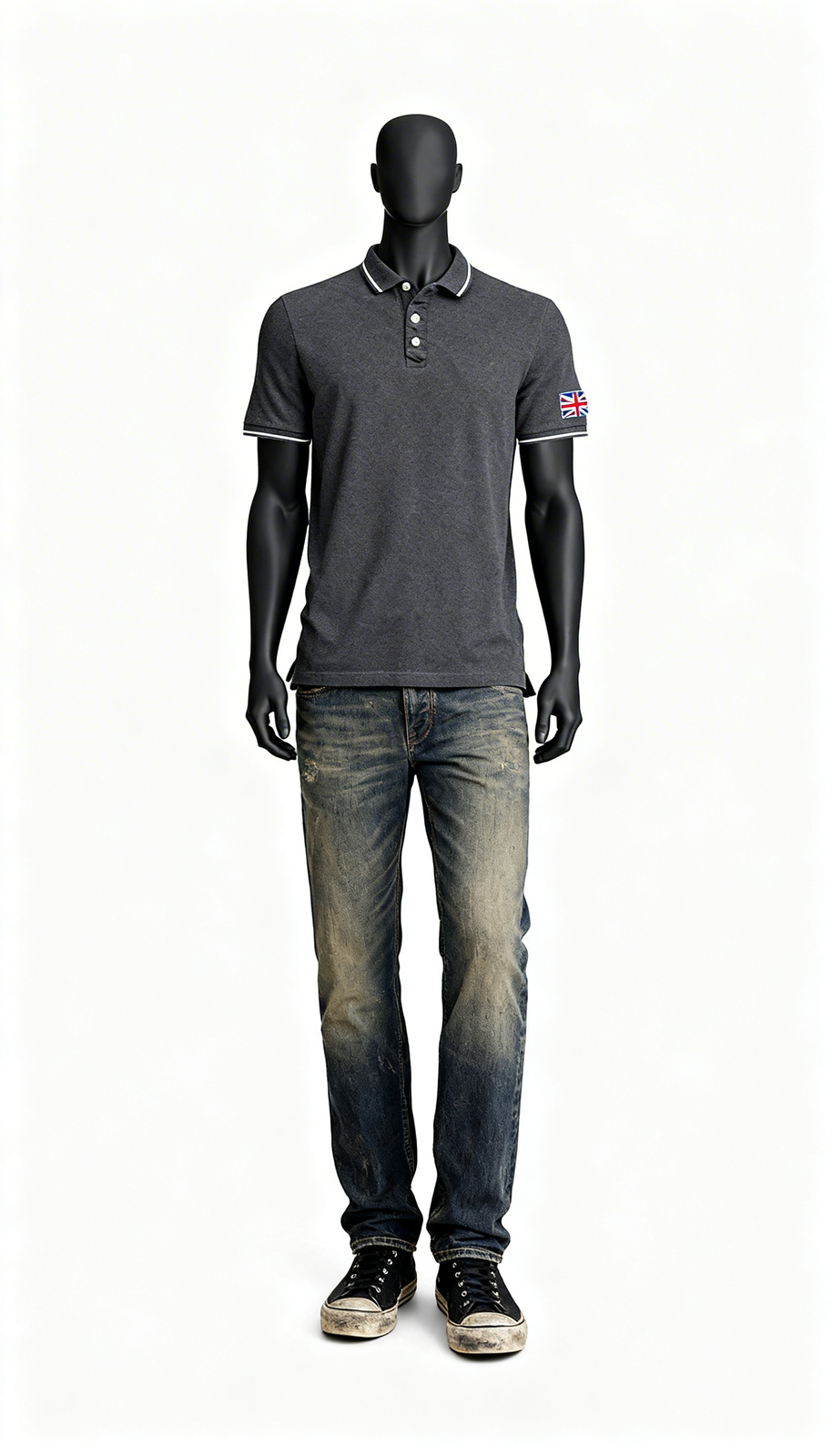 Men Dark Grey Polo T-Shirt