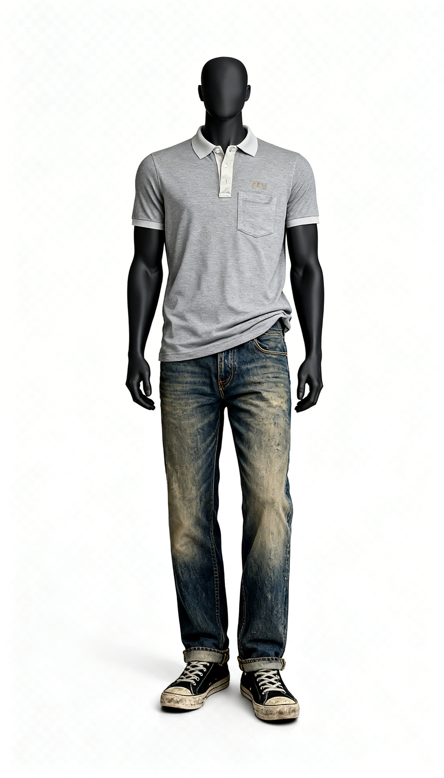 Men Grey Polo T-Shirt