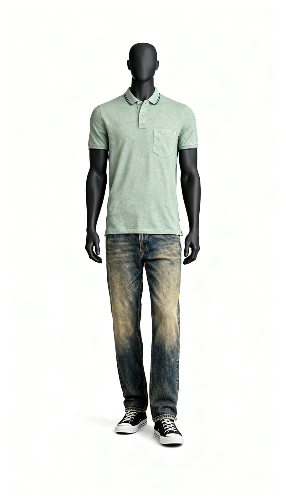 Men Green Polo T-Shirt