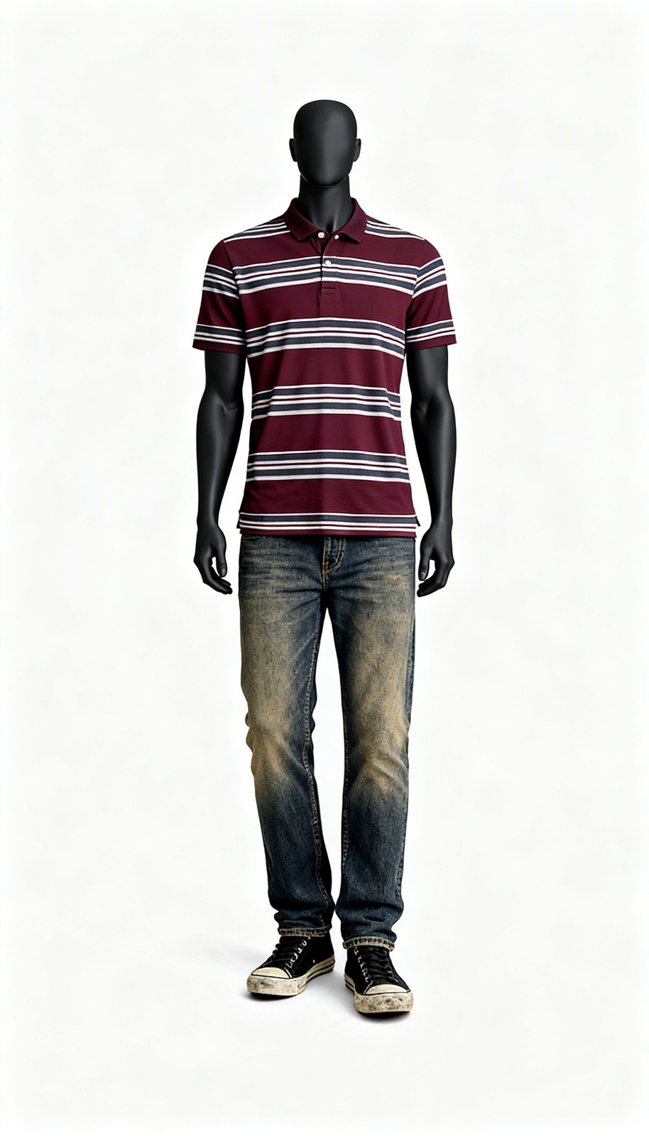 Men Maroon Striped Polo