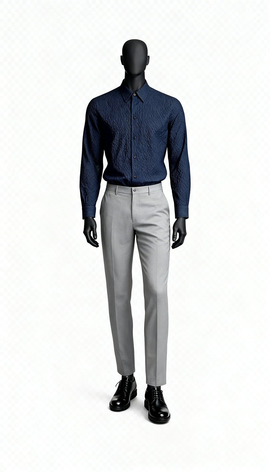 Navy Textured Casual Shirt