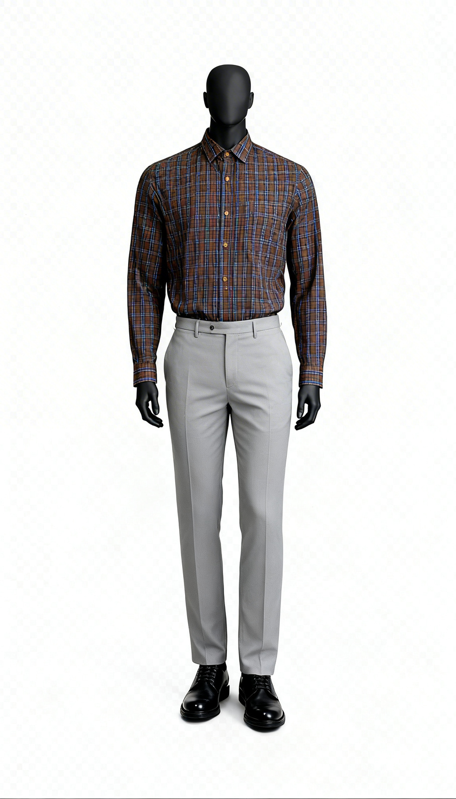 Brown Blue Checked Shirt