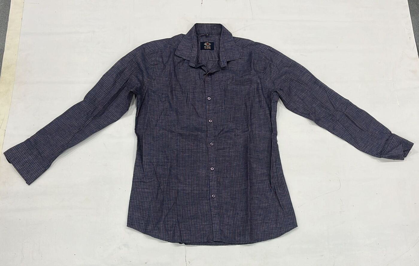 Navy Micro Check Shirt - Image 4