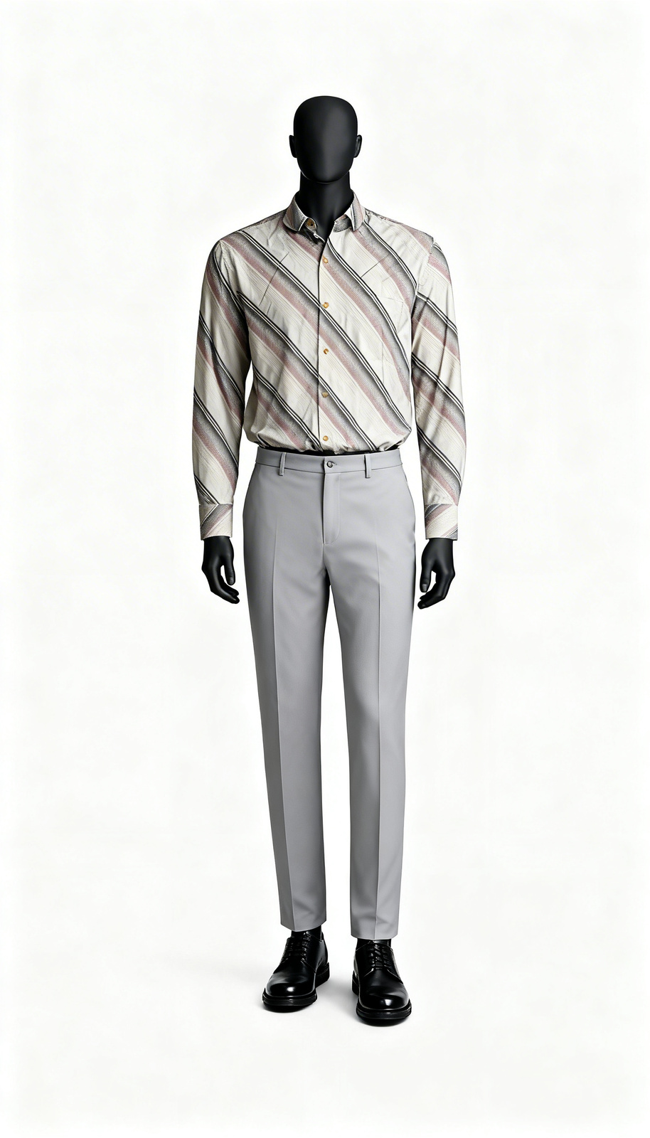 Beige Slant Stripe Shirt