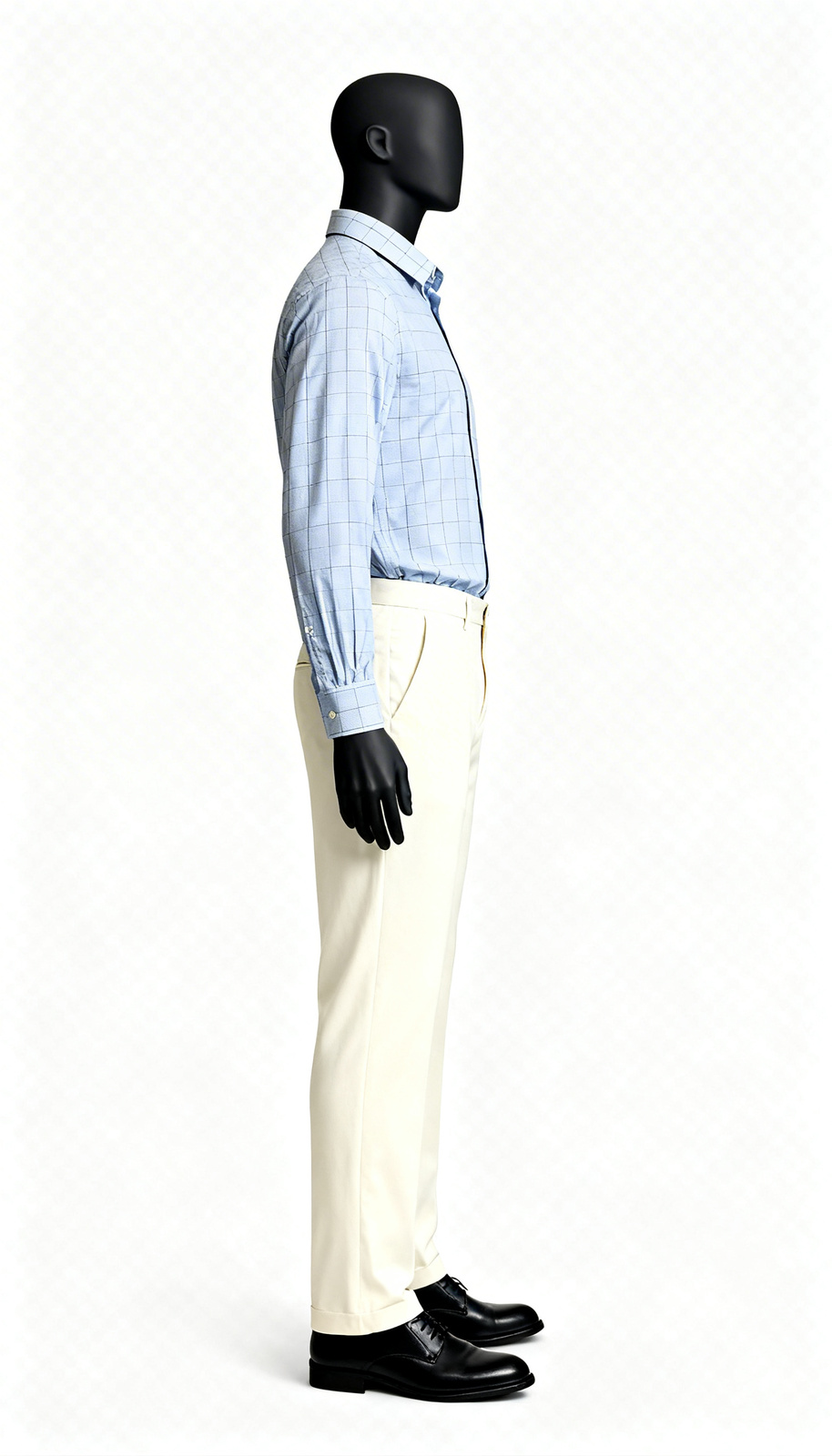 White Blue Check Shirt - Image 3