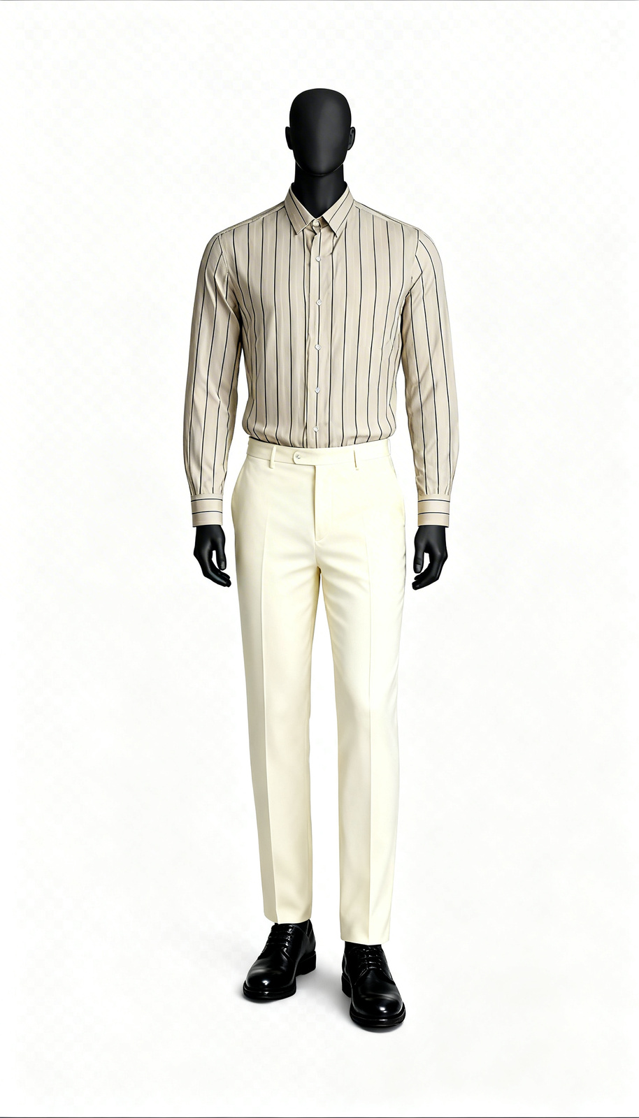 Beige Striped Office Shirt