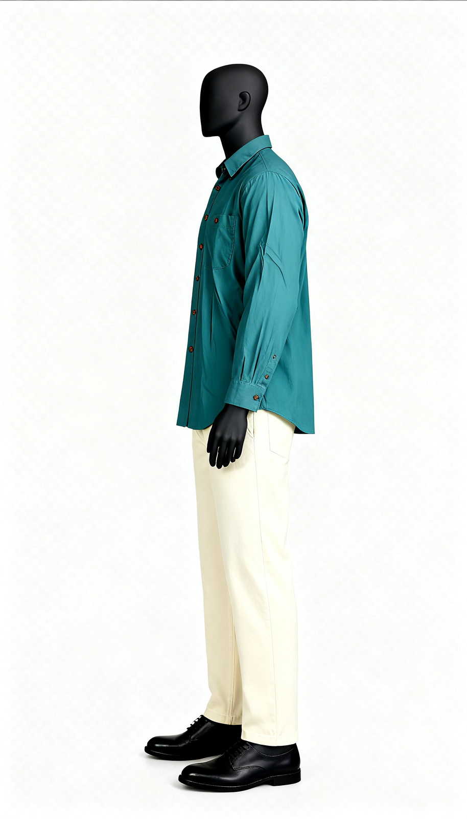 Teal Blue Solid Shirt - Image 3