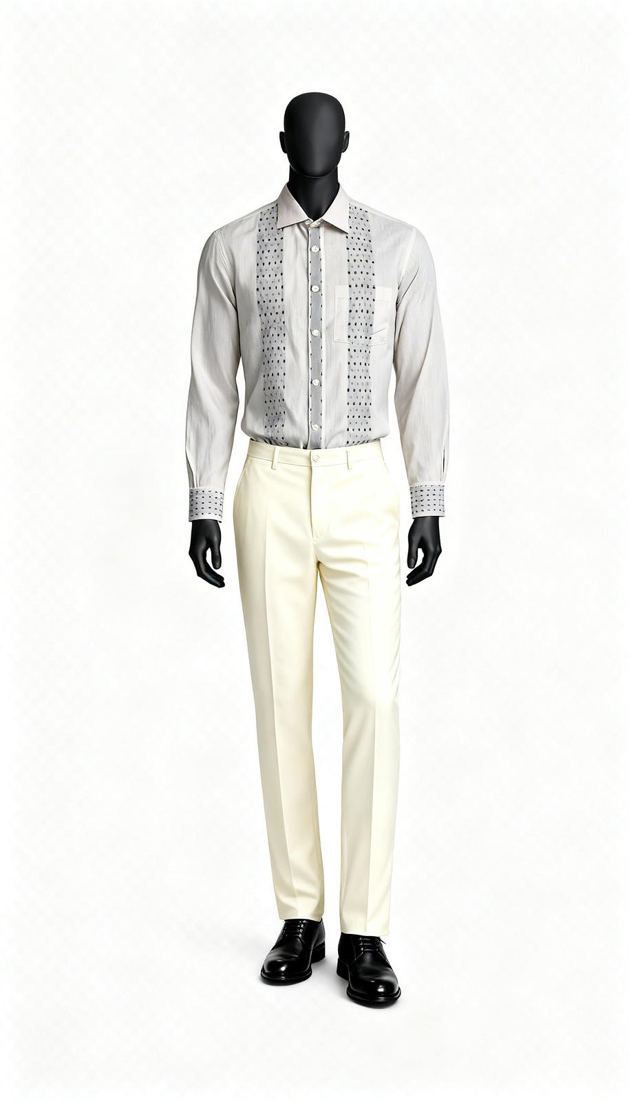 Off White Ethnic Design Shirt