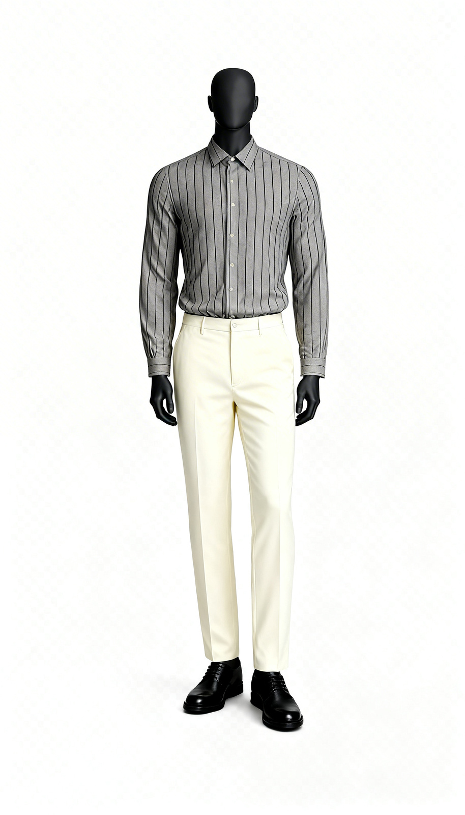 Beige Striped Office Shirt