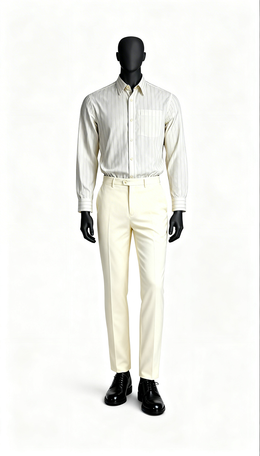 Cream Formal Stripe Shirt