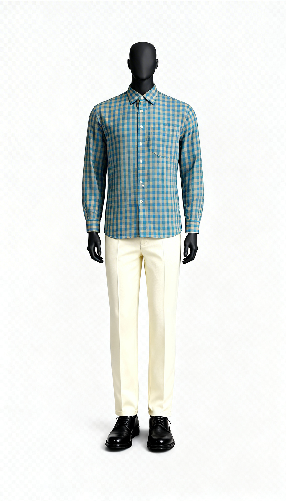 Teal Blue Checked Shirt