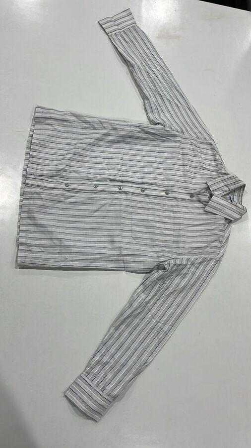 Grey Striped Office Shirt - Image 3