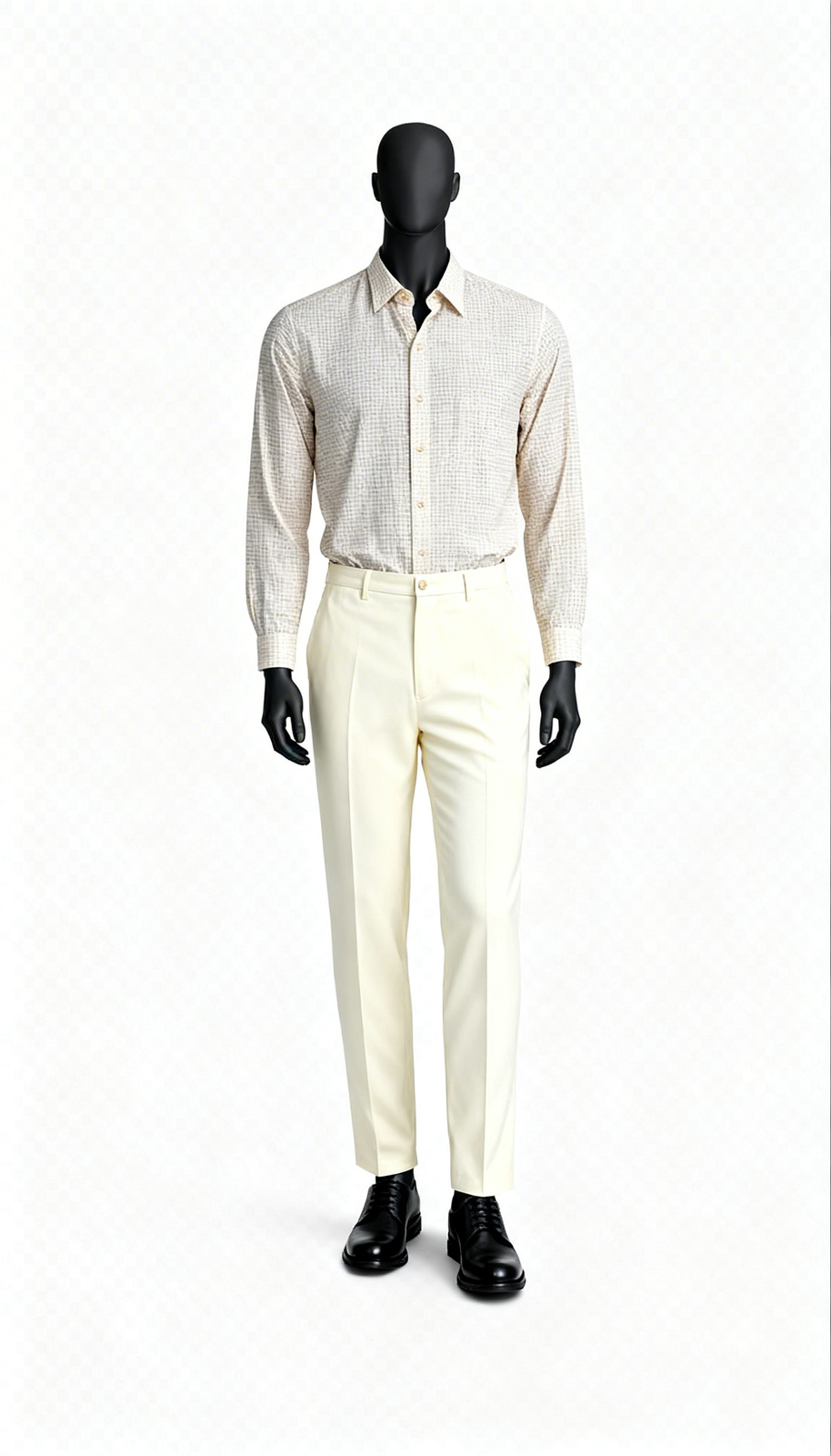 Cream Micro-Check Shirt