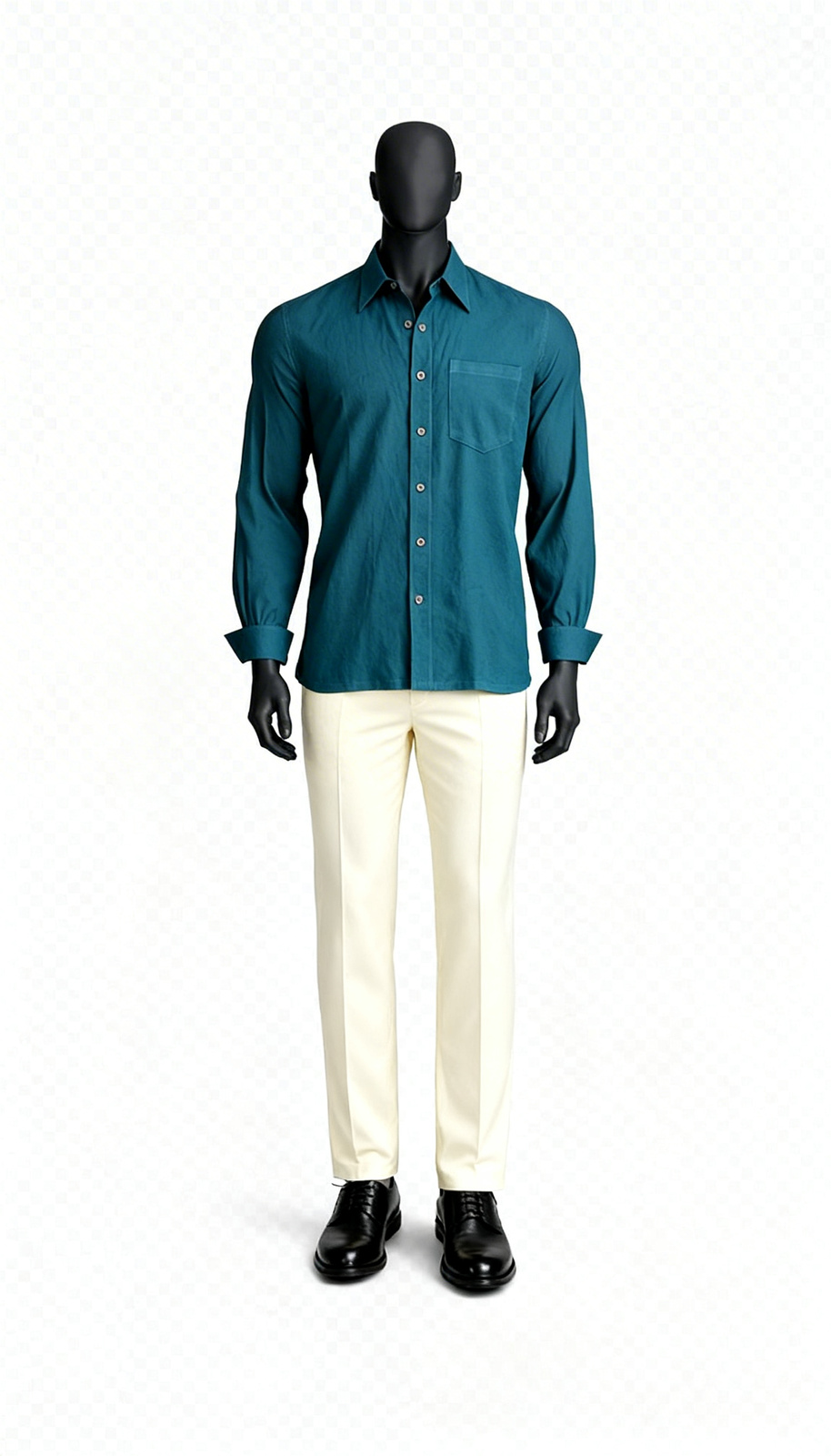 Teal Blue Solid Shirt
