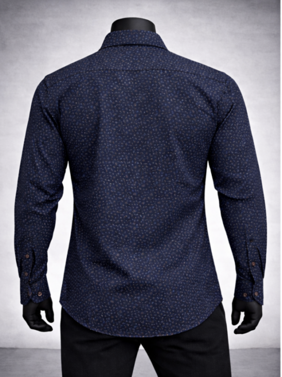 Textured Navy Casual Shirt_costumepeti