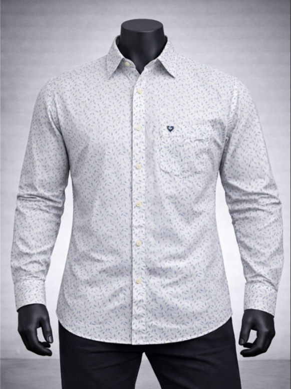 Micro Leaf Print Casual Shirt - Image 2
