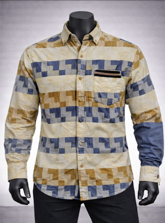 Geometric Stripe Casual Shirt - Image 2