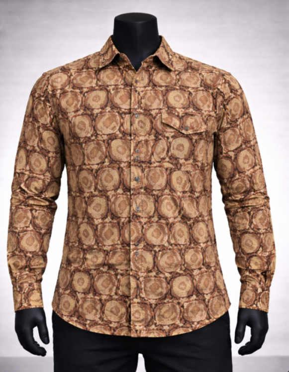Brown Abstract Print Casual Shirt_costumepeti
