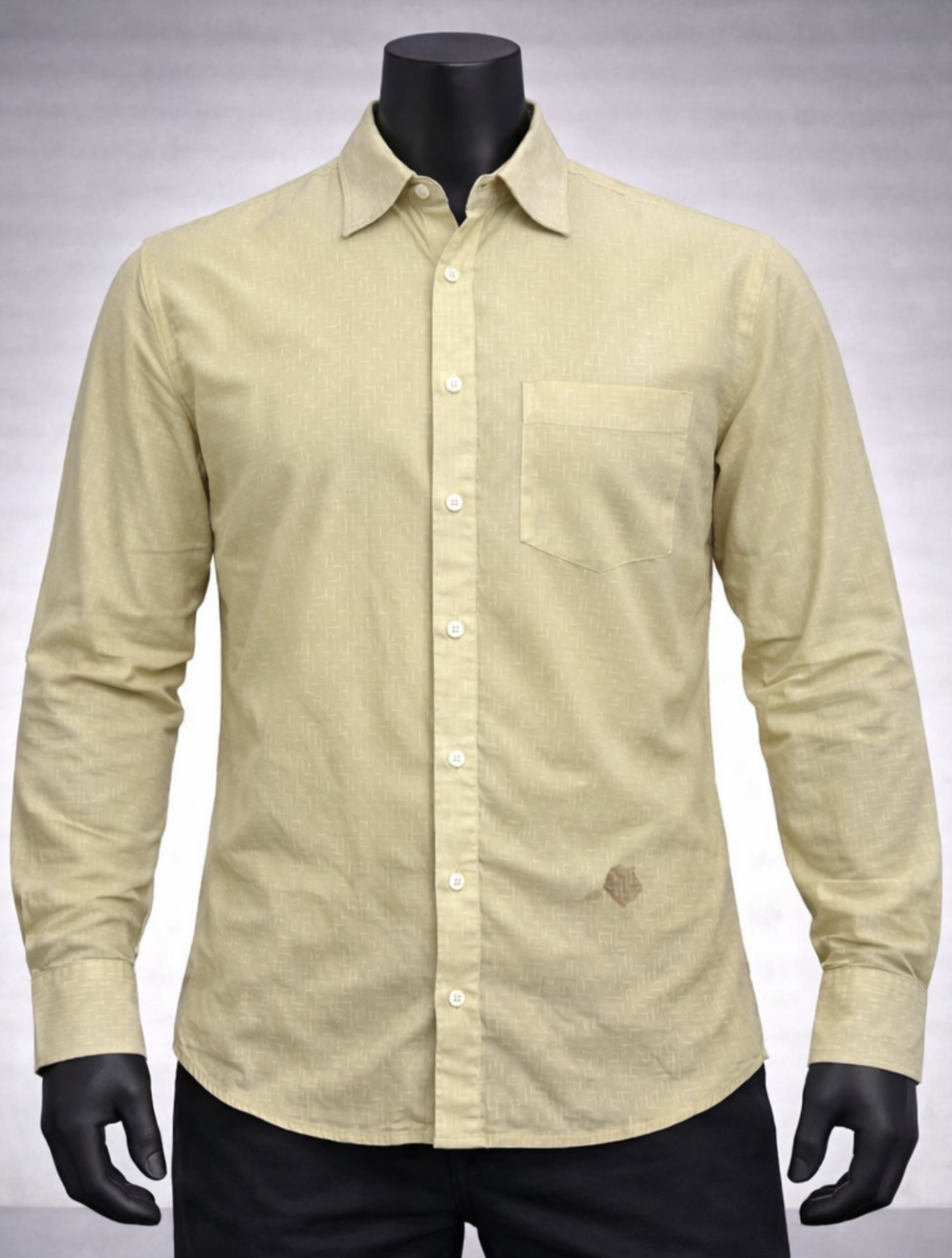 Light Yellow Solid Textured Shirt costumepeti